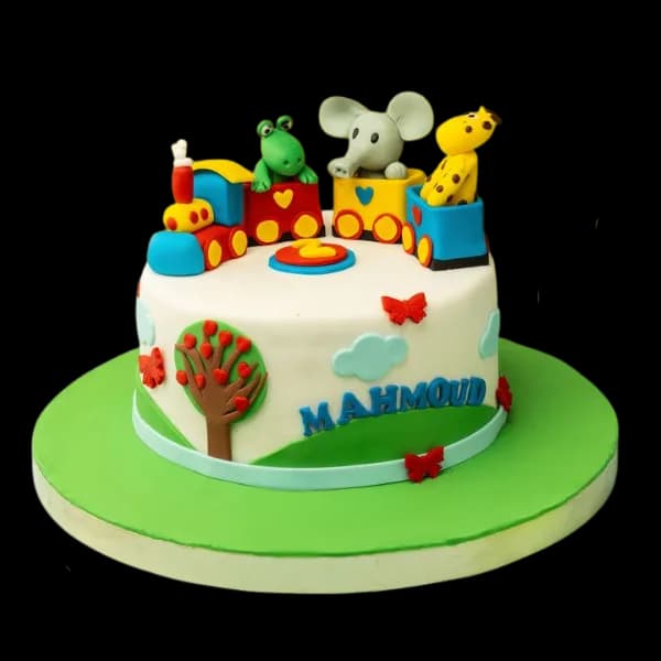 Animal Train Birthday Cake