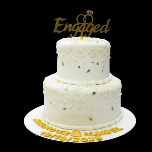 Elegant Engaged Two-Tier Cake