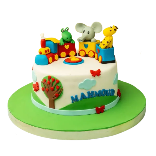 Animal Train Birthday Cake