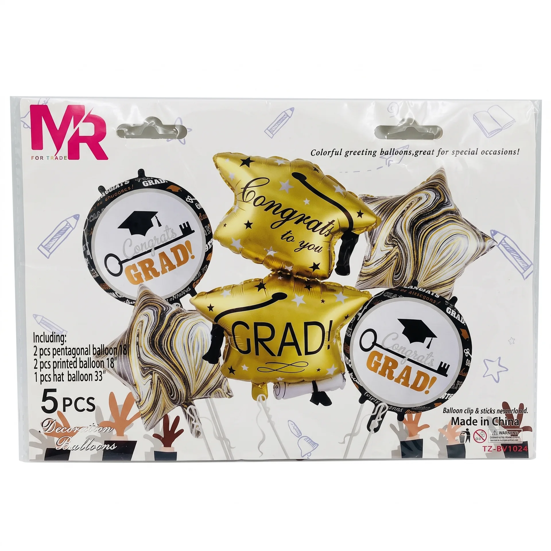 Graduation Helium Balloon Set – 5 Pieces