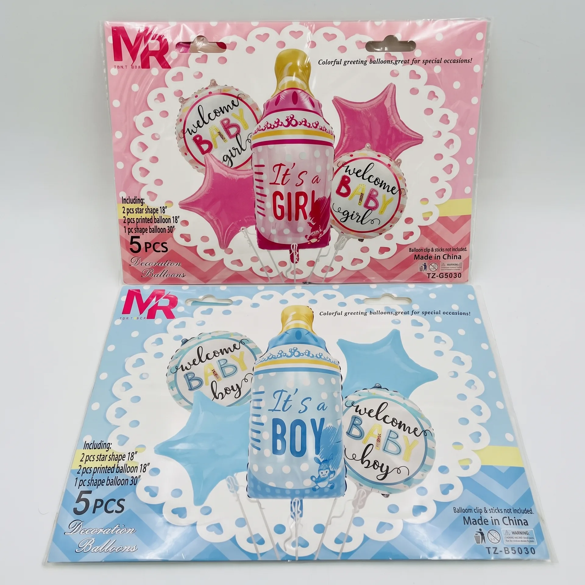 Baby Gender Reveal Helium Balloon Set – 5 Pieces